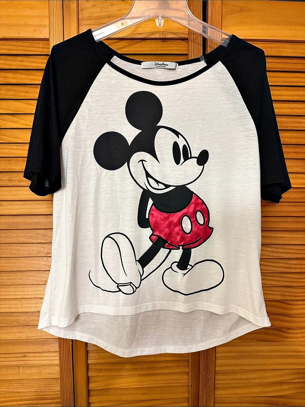 Disney Parks Mickey Mouse Graphic Raglan Tee in White & Black